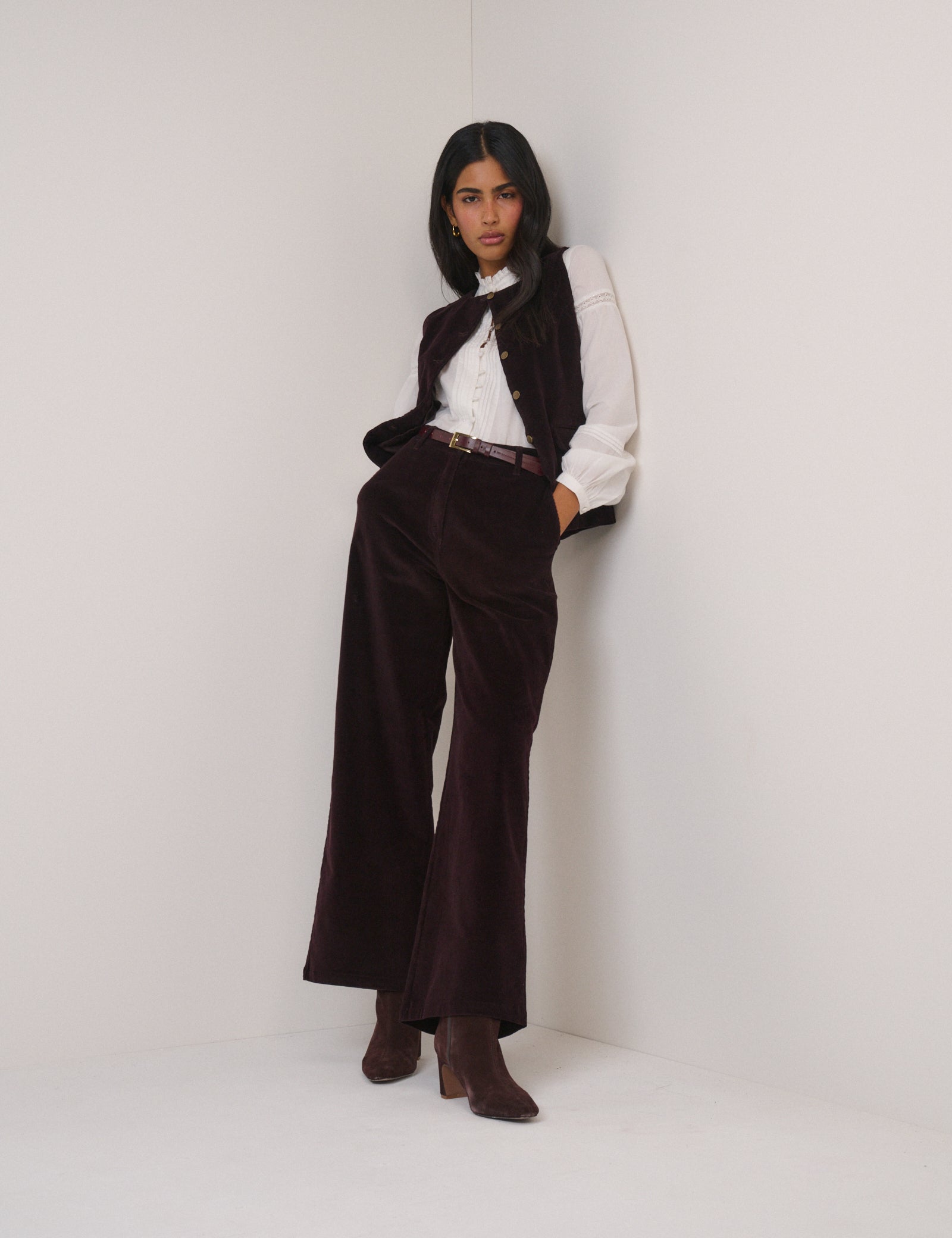 Black Cherry Cord Tailored Trousers