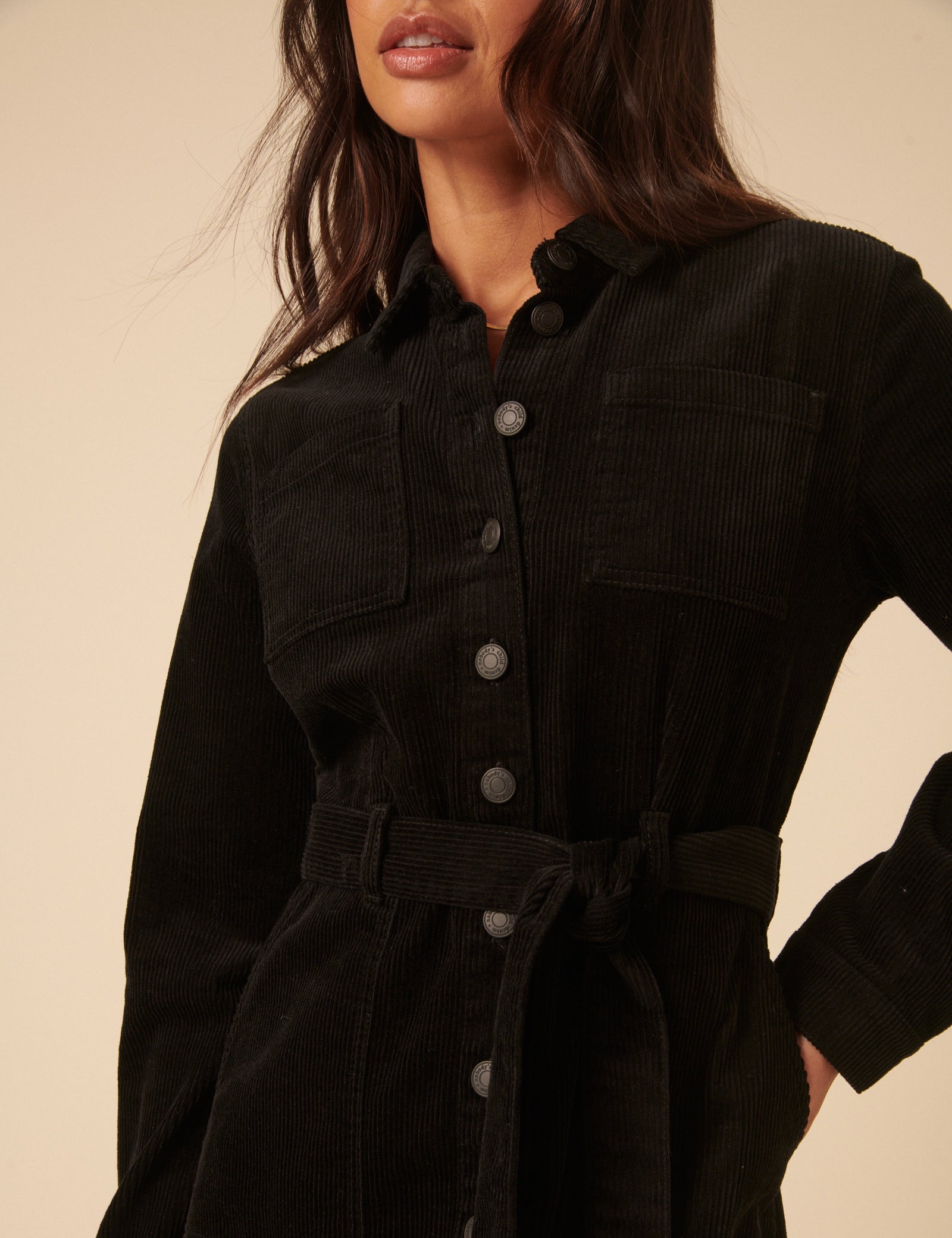 Black Cord Finchley Midi Shirt Dress Black Cord Finchley Midi Shirt Dress