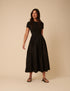 Black Jersey Drop Waist Sarah Midi Dress