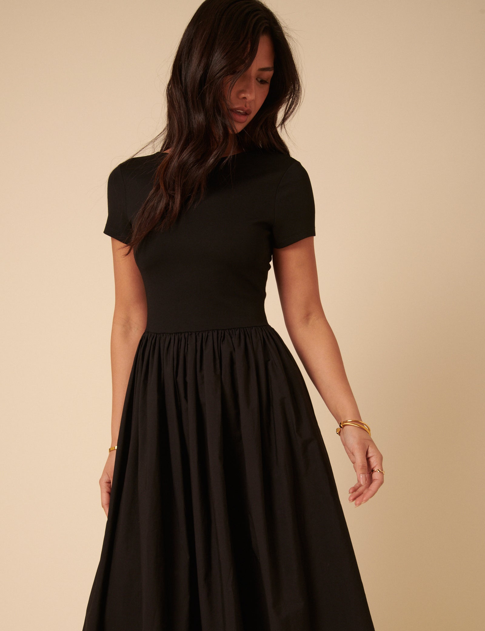 Black Jersey Drop Waist Sarah Midi Dress Black Jersey Drop Waist Sarah Midi Dress