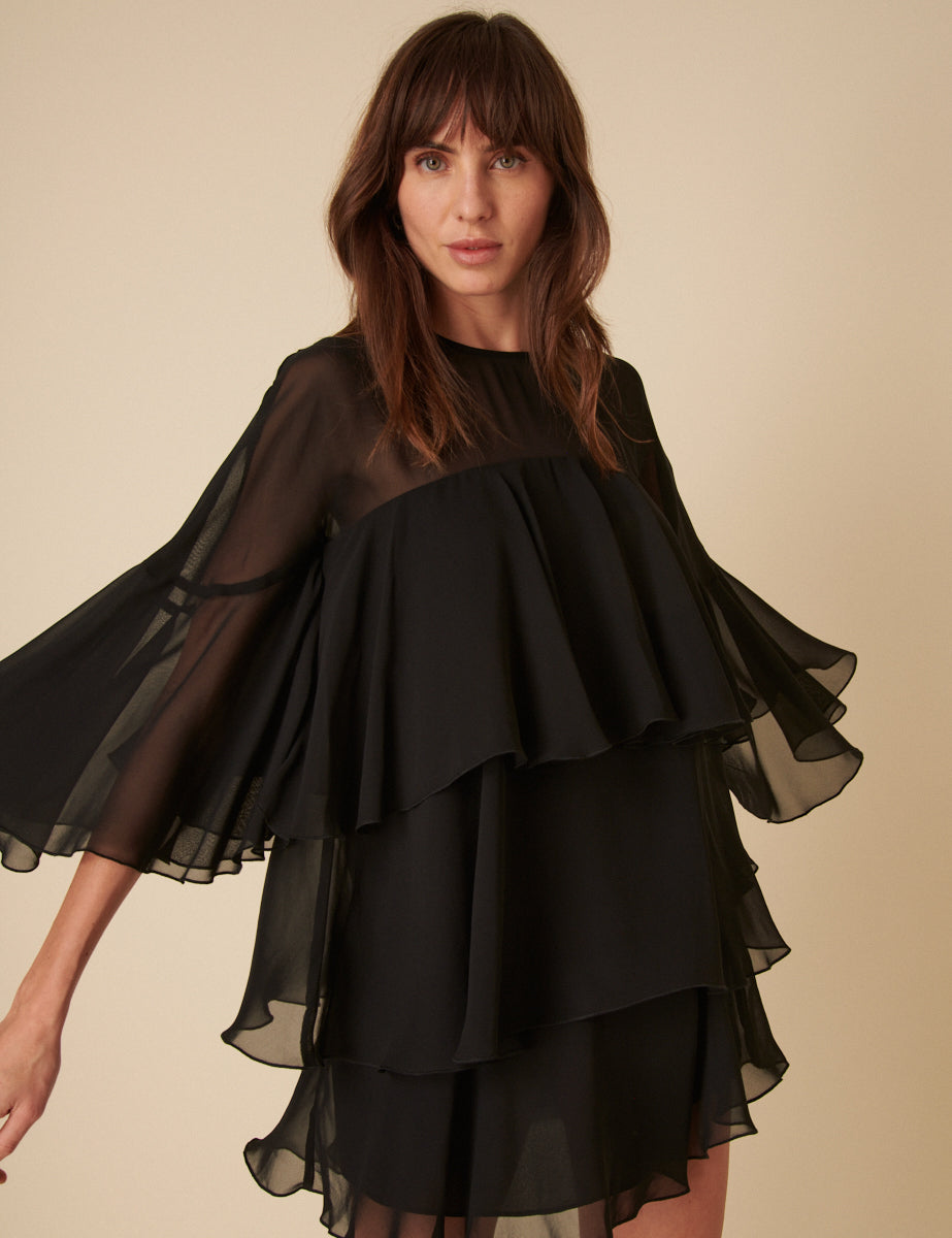 Black Ruffled Ret Mini Dress Black Ruffled Ret Mini Dress