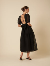 Black Organza Sadie Midi Dress
