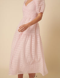Pink Organza Sadie Midi Dress