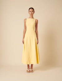 Butter Yellow Sleeveless Reign Midi Dress