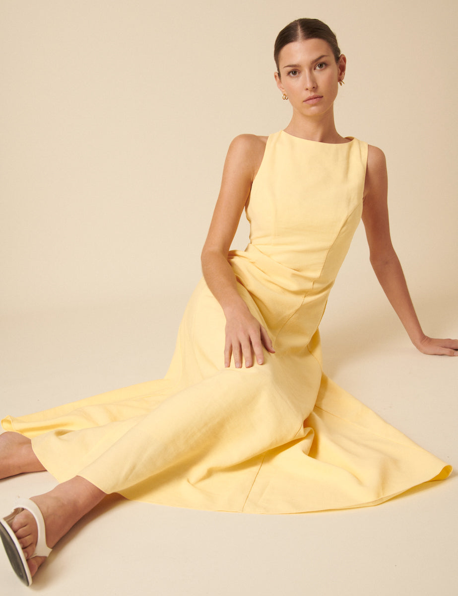 Butter Yellow Sleeveless Reign Midi Dress