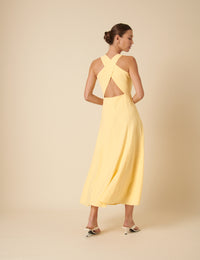 Butter Yellow Sleeveless Reign Midi Dress