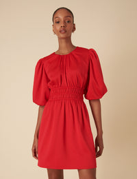 Red Puff Sleeve Zelda Mini Dress