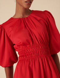 Red Puff Sleeve Zelda Mini Dress