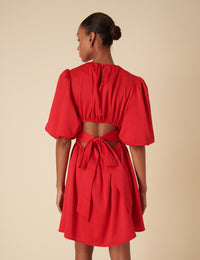 Red Puff Sleeve Zelda Mini Dress