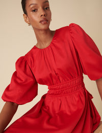 Red Puff Sleeve Zelda Mini Dress