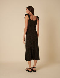 Black Ditsy Floral Adrian Midi Dress