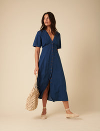 Blue Denim Shannon Midi Dress