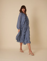 Blue Chiffon Dixie Midi Smock Dress