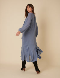 Blue Chiffon Dixie Midi Smock Dress