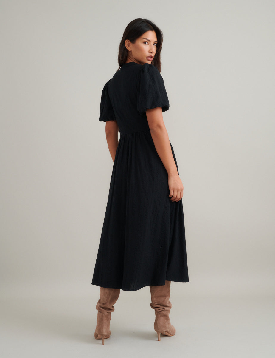 black flowy midi dress Allegra K Women's Summer Pleated Casual Ruffled Neck Short Sleeve Belted A-Line Dresses X-Small at Amazon Women's Clothing store flowing hem for graceful movement Hombom Womens Summer Dresses Midi