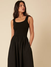 Black Colorado Skater Midi Dress