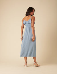 Blue Frill Roe Midi Dress