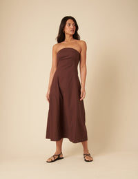 Brown Bandeau Gayle Midi Dress