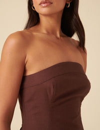 Brown Bandeau Gayle Midi Dress