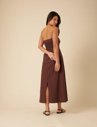 Brown Bandeau Gayle Midi Dress
