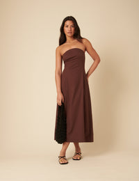 Brown Bandeau Gayle Midi Dress