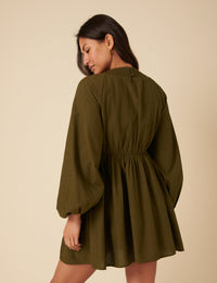 Khaki Long Sleeve Irene Mini Dress Khaki Long Sleeve Irene Mini Dress