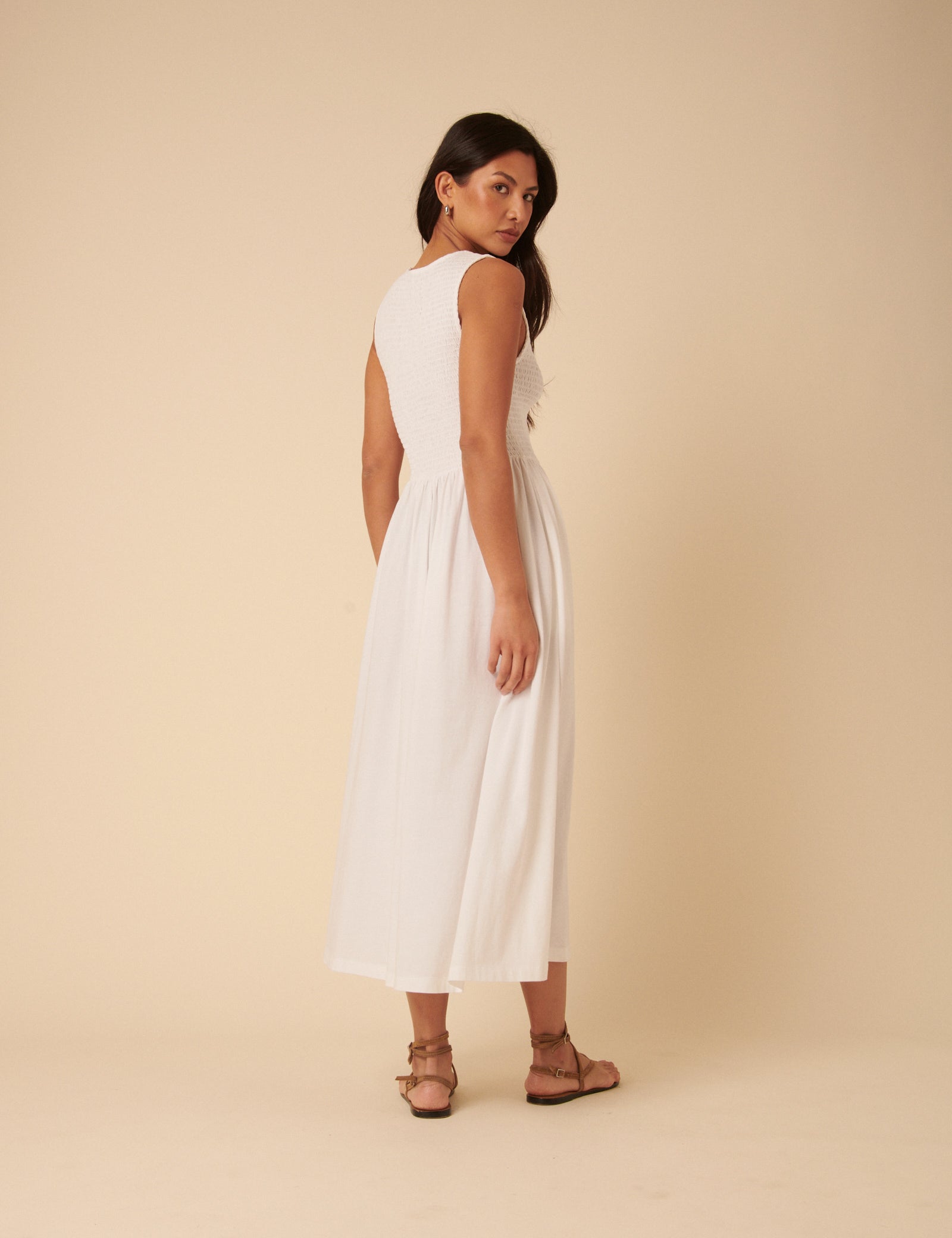classic white midi dress Midi Sweetheart White Casual Party Dress with Ruffle White / XSmall