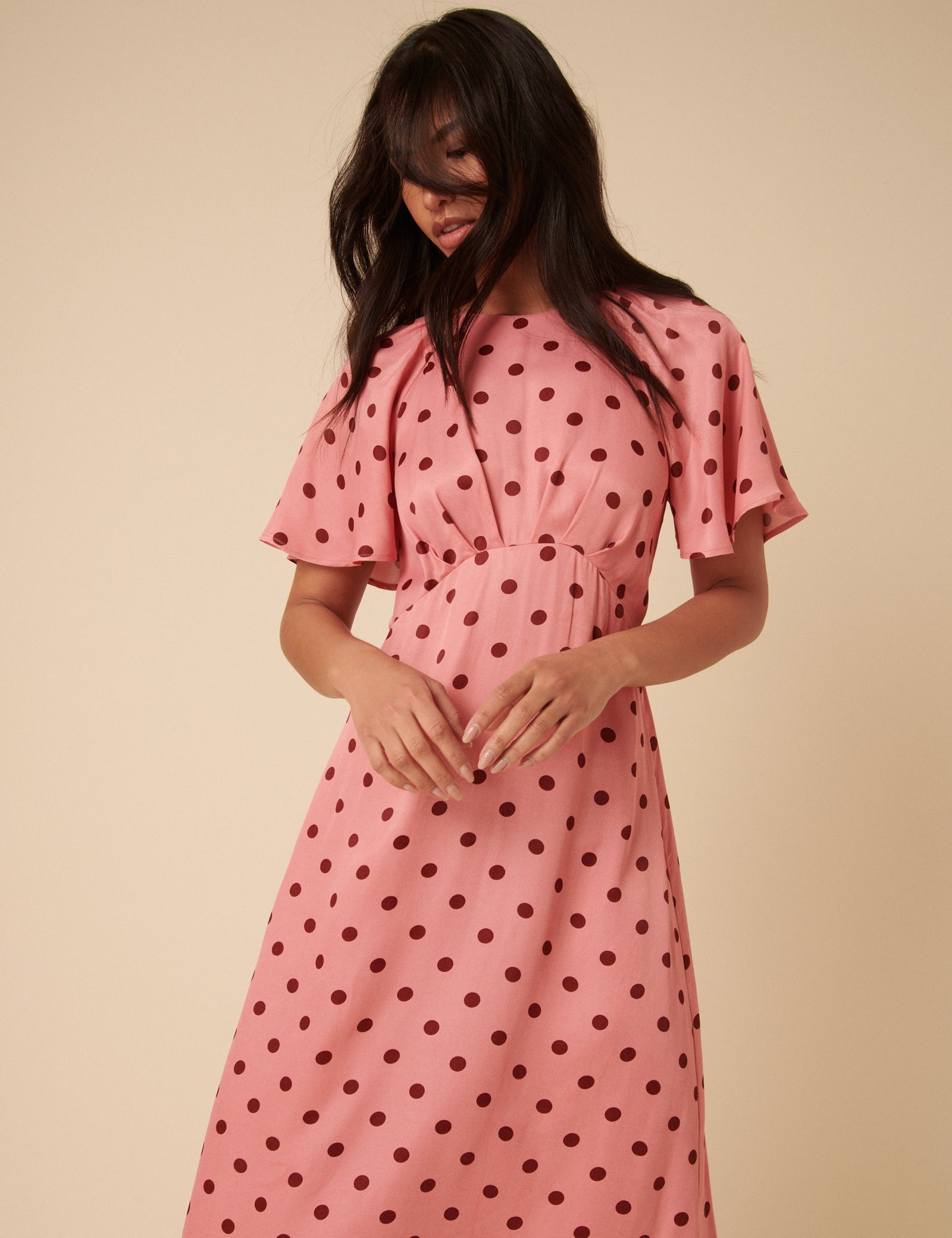 pink dress red polka dots YAS - Maxi Shirt Dress - Women - Viscose - S