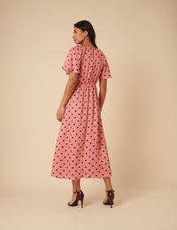 Pink Polka Dot Madeira Midi Dress
