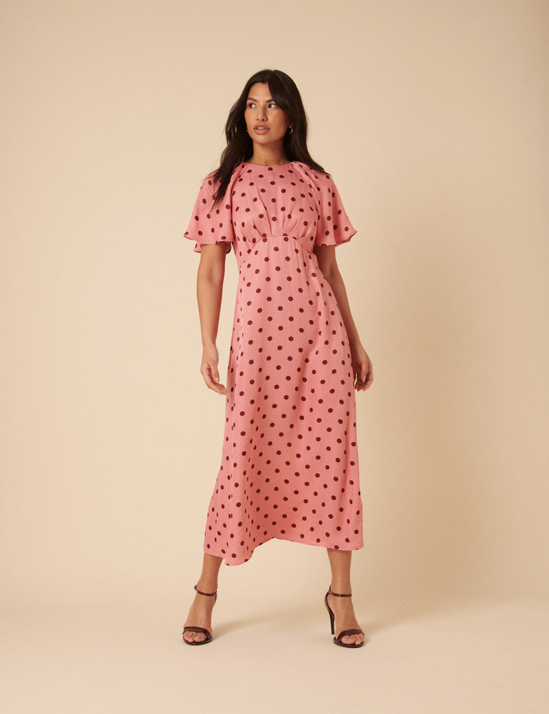 Pink Polka Dot Madeira Midi Dress