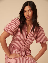 Pink And Red Striped Starlight Midi Dress