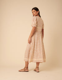 Cream Ditsy Floral Saffy Midi Dress Cream Ditsy Floral Saffy Midi Dress