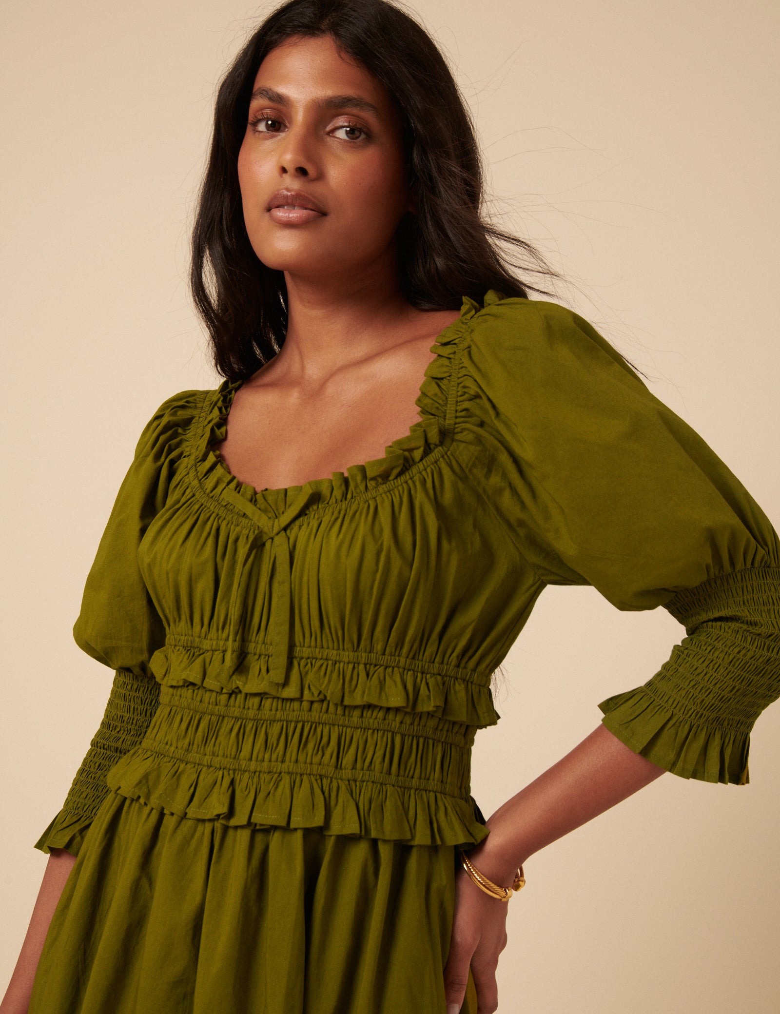Khaki Ariel Midi Dress Khaki Ariel Midi Dress