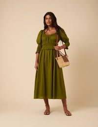 Khaki Ariel Midi Dress