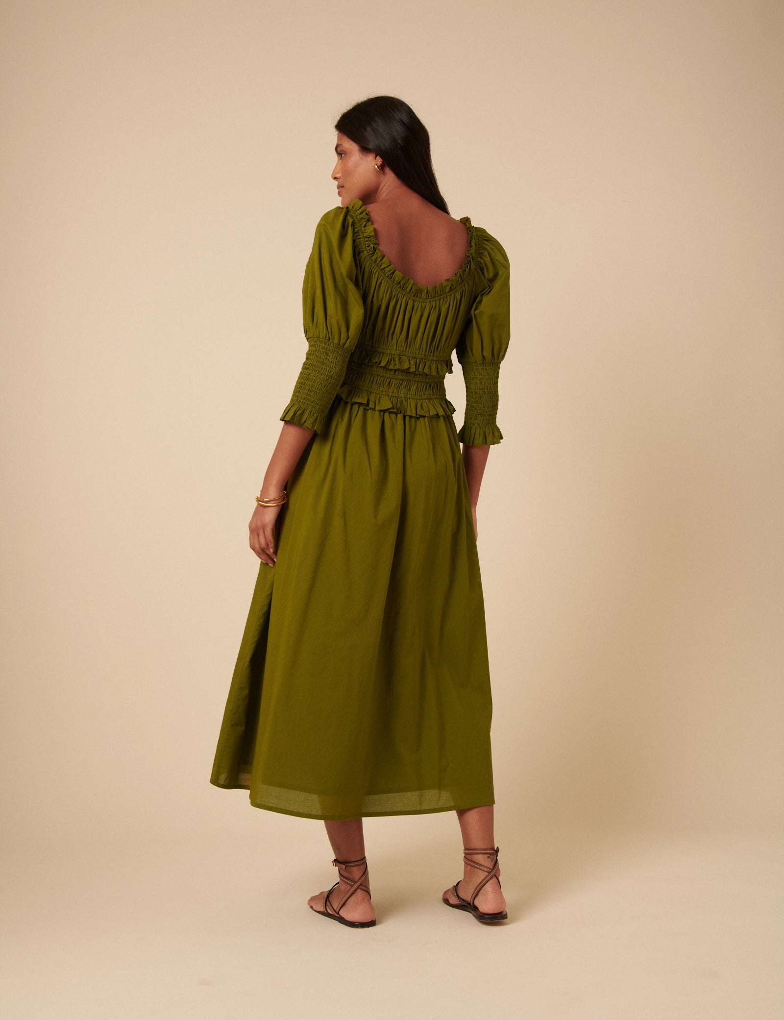Khaki Ariel Midi Dress Khaki Ariel Midi Dress