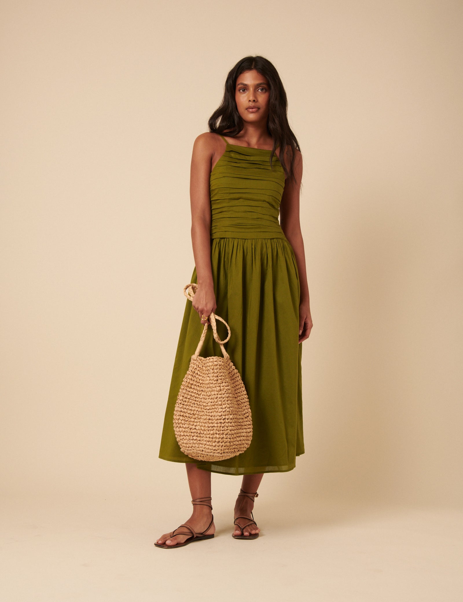 Green Ruched Talia Midi Dress Green Ruched Talia Midi Dress