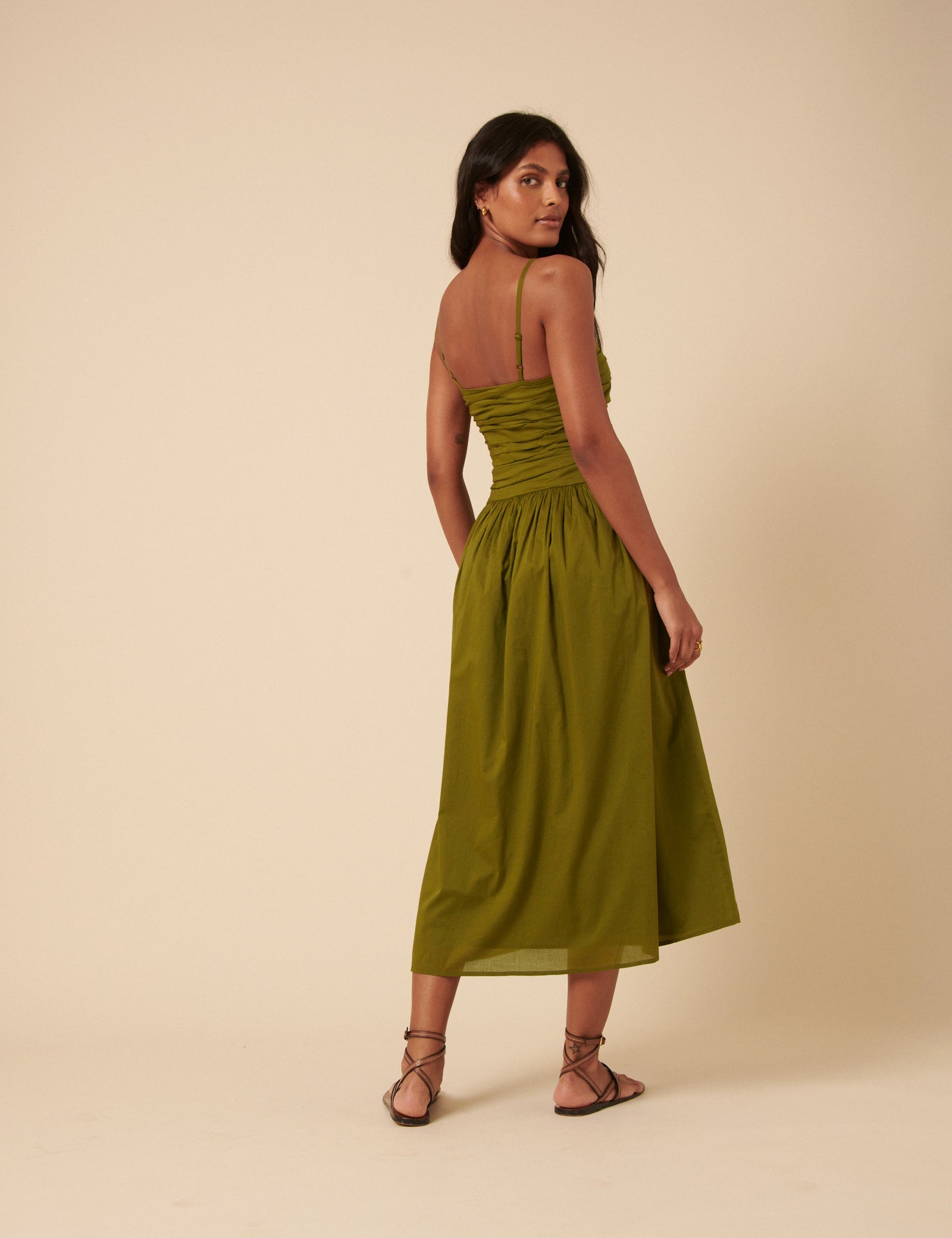 Green Ruched Talia Midi Dress Green Ruched Talia Midi Dress