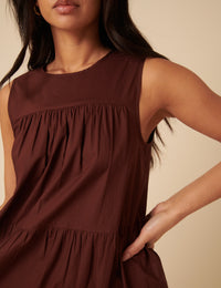 Brown Tiered Rosalind Midi Dress