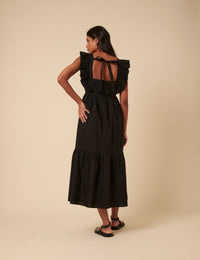 Black Ruffle Tiered Cassidy Midi Dress
