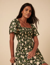 Black Floral Bella Mini Dress