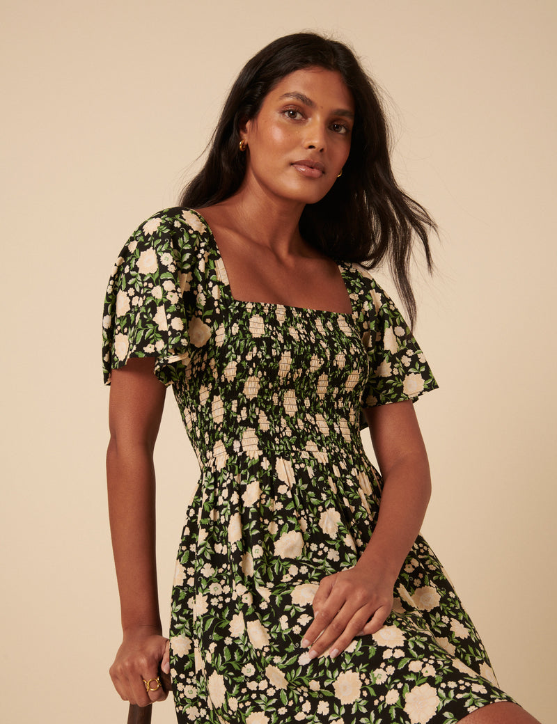 Black Floral Bella Mini Dress