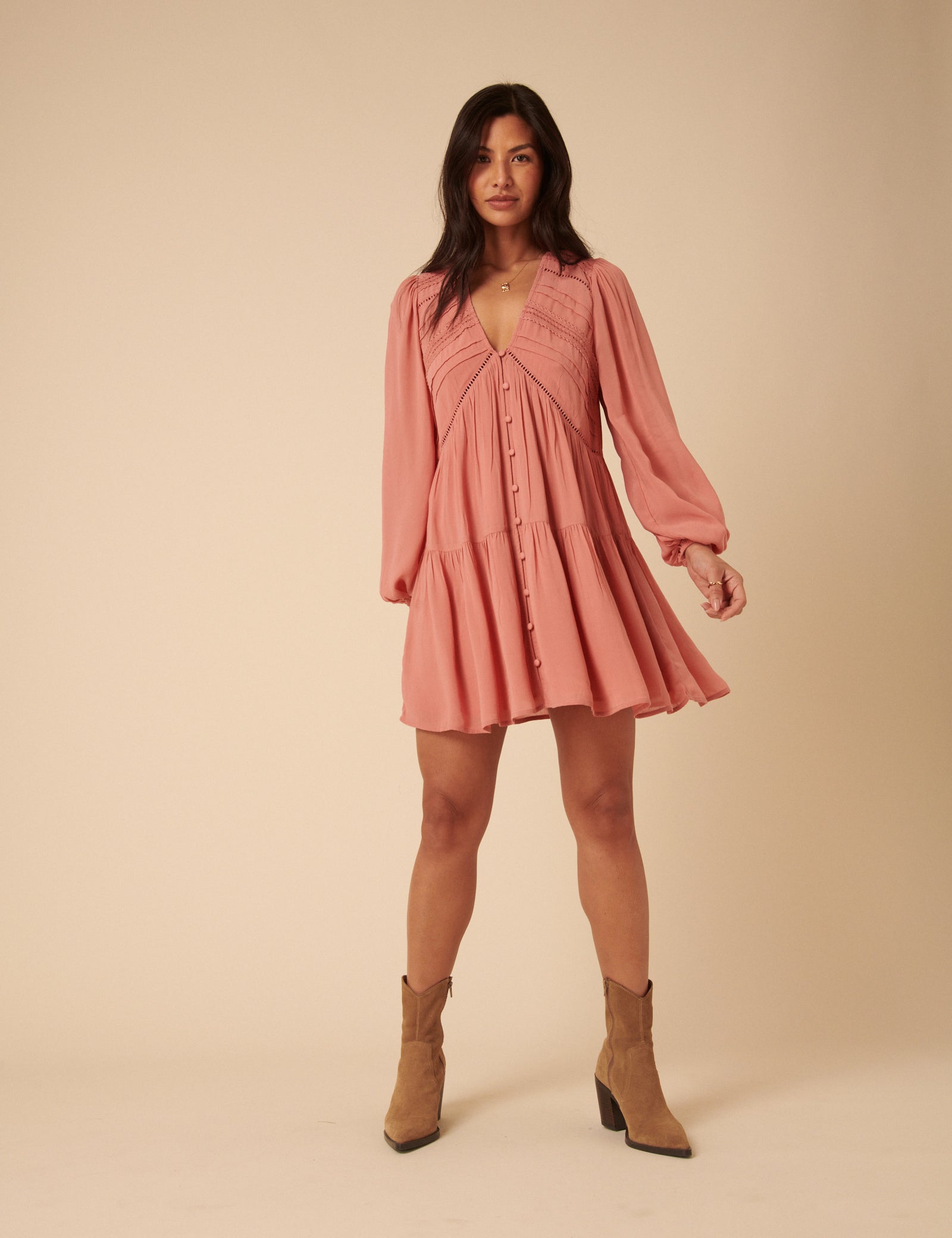 Pink Long Sleeve Marley Mini Dress Pink Long Sleeve Marley Mini Dress