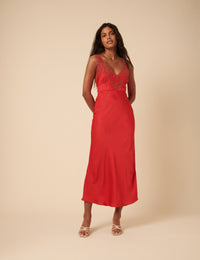 Poppy Delevingne Red Jazzy Maxi Dress
