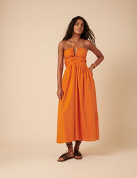 Poppy Delevingne Orange Paula Midi Dress