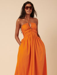 Poppy Delevingne Orange Paula Midi Dress