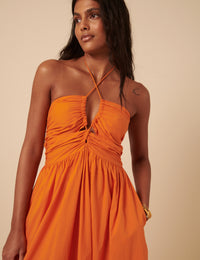 Poppy Delevingne Orange Paula Midi Dress