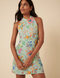 Poppy Delevingne Green Floral Jess Mini Dress