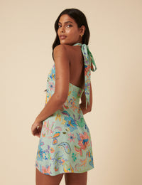 Poppy Delevingne Green Floral Jess Mini Dress