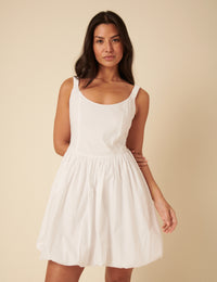 White Loie Bubble Hem Mini Dress