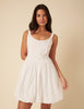 White Loie Bubble Hem Mini Dress